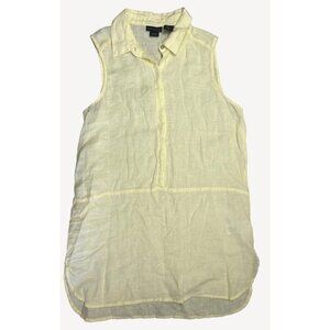 Tahari 100% Linen Button Up Tank Yellow Size Small Womens